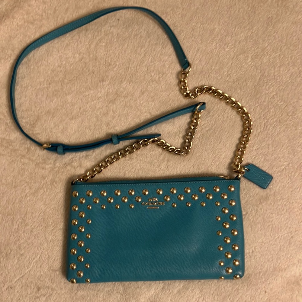 Coach Blue Studded Crossbody Bag